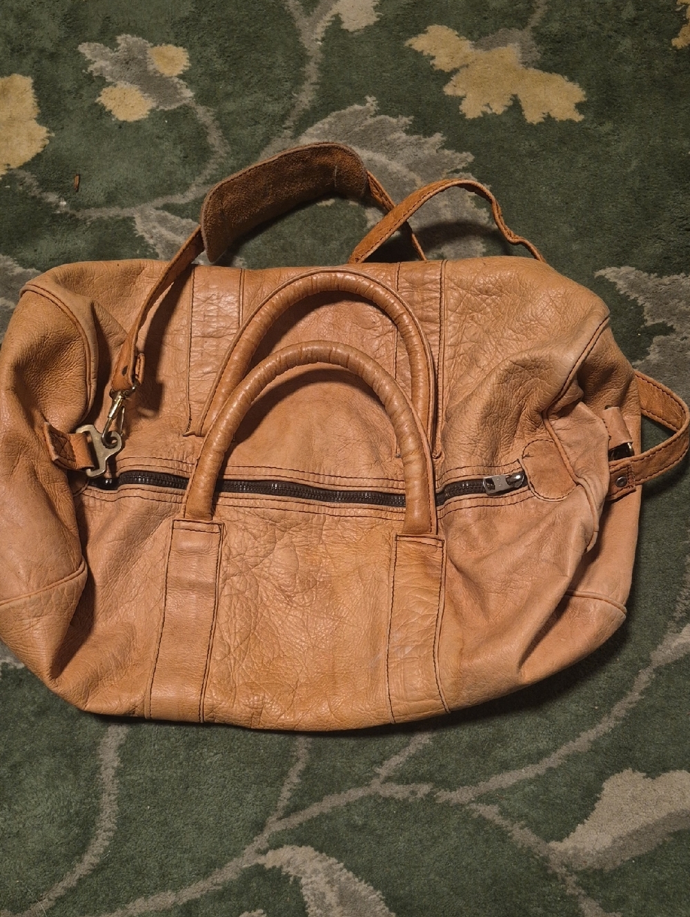 Men's Tan Leather Weekender Bag